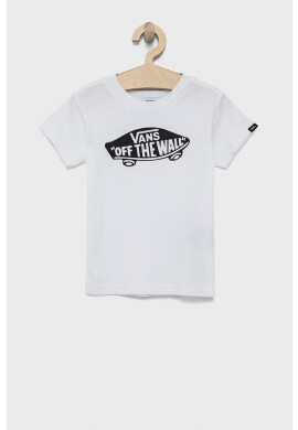 Vans Детска памучна тениска в бяло с принт - Pepit.bg