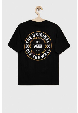 Vans Детска памучна тениска CUSTOM CLASSIC SS Black в черно с принт - Pepit.bg