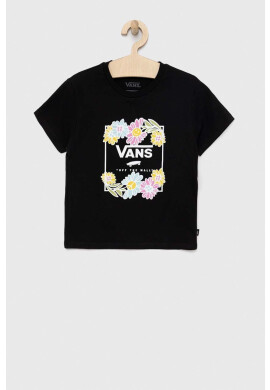 Vans Детска памучна тениска ELEVATED FLORAL CREW Black в черно с принт - Pepit.bg