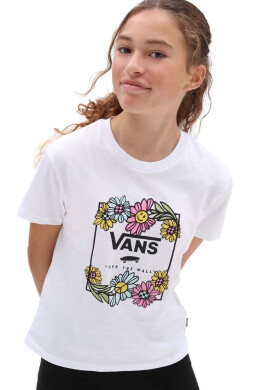 Vans Детска памучна тениска ELEVATED FLORAL CREW White в бяло с принт - Pepit.bg