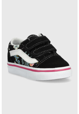 Vans Детски ниски кецове TD Old Skool V FLRL BLACK в черно - Pepit.bg