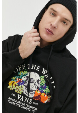 Vans Памучен суичър в черно с качулка с апликация - Pepit.bg