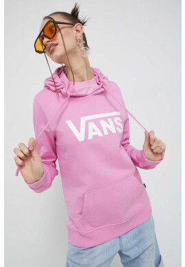 Vans Памучен суичър в лилаво с качулка с принт - Pepit.bg