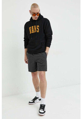 Vans Памучен суичър в черно с качулка с принт - Pepit.bg