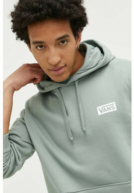 Vans Памучен суичър в зелено с качулка с принт - Pepit.bg