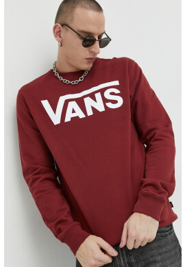 Vans Памучен суичър в бордо с принт - Pepit.bg