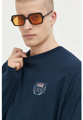 Vans Памучна блуза с дълги ръкави в тъмносиньо с принт - Pepit.bg