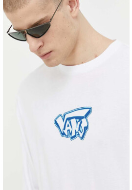 Vans Памучна блуза с дълги ръкави в бяло с принт - Pepit.bg