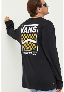 Vans Памучна блуза с дълги ръкави в черно с десен - Pepit.bg