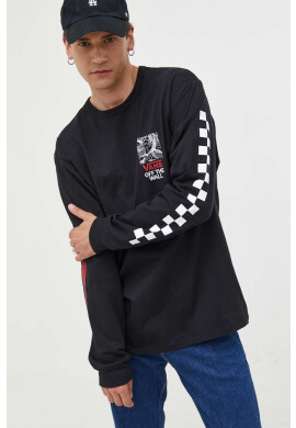 Vans Памучна блуза с дълги ръкави в черно с принт - Pepit.bg