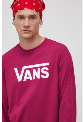 Vans Памучна блуза с дълги ръкави в розово с принт - Pepit.bg