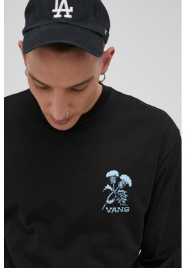 Vans Памучна блуза с дълги ръкави в черно с изчистен дизайн - Pepit.bg