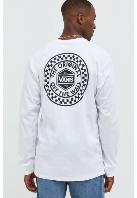 Vans Памучна блуза с дълги ръкави в бяло с принт - Pepit.bg