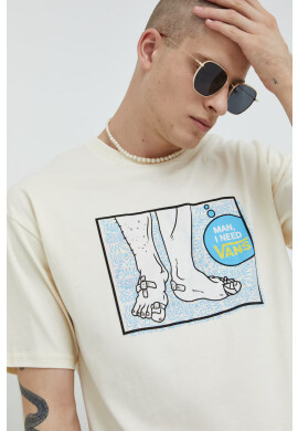 Vans Памучна тениска X Stranger Things в бежово с принт - Pepit.bg