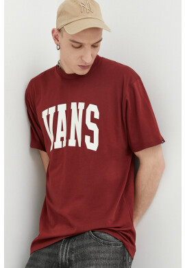 Vans Памучна тениска в бордо с принт - Pepit.bg
