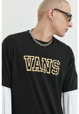 Vans Памучна тениска в черно с принт - Pepit.bg