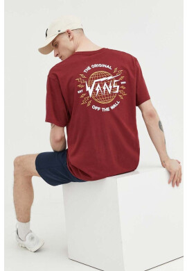 Vans Памучна тениска в бордо с принт - Pepit.bg