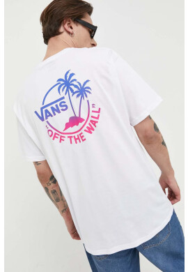Vans Памучна тениска в бяло с принт - Pepit.bg