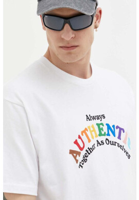 Vans Памучна тениска в бяло с десен - Pepit.bg