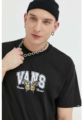 Vans Памучна тениска в черно с принт - Pepit.bg