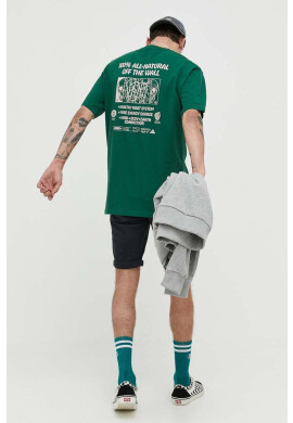 Vans Памучна тениска в зелено с принт - Pepit.bg