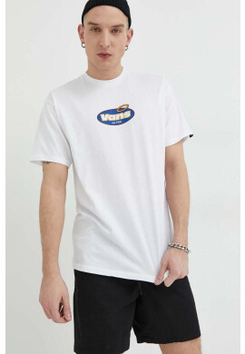Vans Памучна тениска в бяло с принт - Pepit.bg
