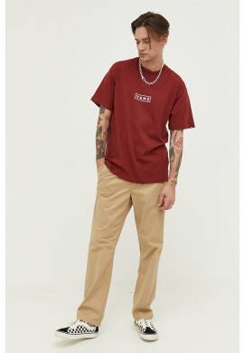 Vans Памучна тениска в бордо с принт - Pepit.bg