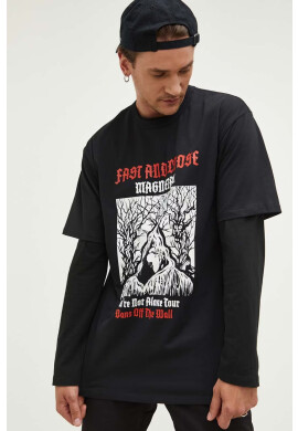 Vans Памучна тениска Fast and Loose в черно с десен - Pepit.bg