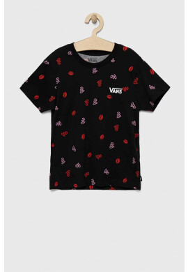 Vans Памучна тениска VALENTINES PRINT BOXY Black В черно - Pepit.bg