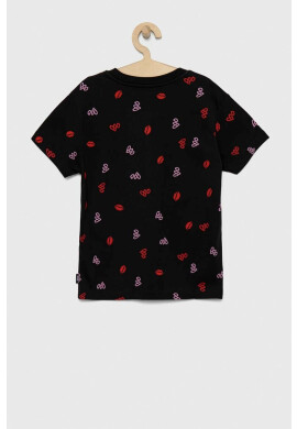 Vans Памучна тениска VALENTINES PRINT BOXY Black В черно - Pepit.bg
