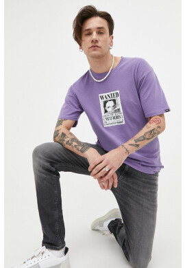 Vans Памучна тениска x One Piece в лилаво с принт - Pepit.bg