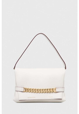 Victoria Beckham Кожен клъч Chain Pouch в бяло - Pepit.bg