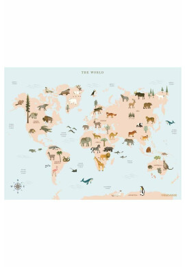 Vissevasse Постер World Map Animal 30 x 40 cm - Pepit.bg