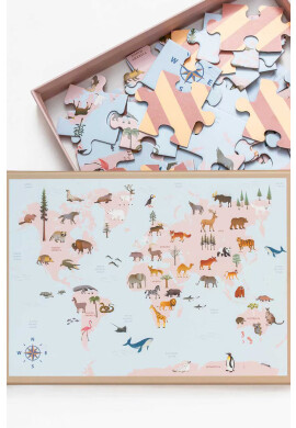 Vissevasse Пъзел World Map Animal 42 elementy - Pepit.bg