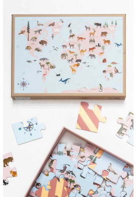 Vissevasse Пъзел World Map Animal 42 elementy - Pepit.bg