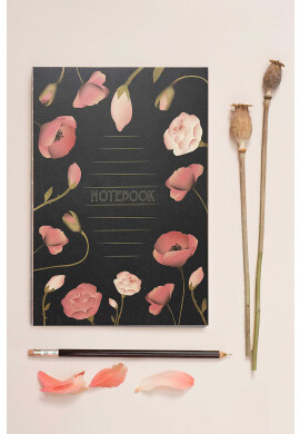 Vissevasse Тефтер Black With Flowers 142x21 cm - Pepit.bg