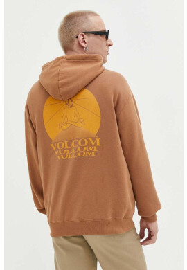 Volcom Памучен суичър в кафяво с качулка с апликация - Pepit.bg