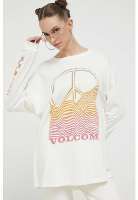 Volcom Памучна блуза с дълги ръкави в бежово - Pepit.bg