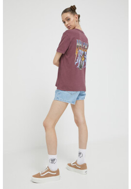 Volcom Памучна тениска в лилаво - Pepit.bg