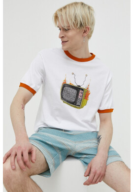 Volcom Памучна тениска в бяло с принт - Pepit.bg