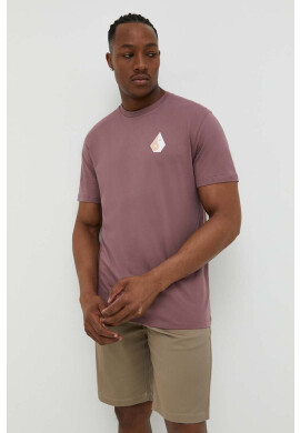 Volcom Памучна тениска в розово с принт - Pepit.bg