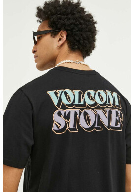 Volcom Памучна тениска в черно с десен - Pepit.bg