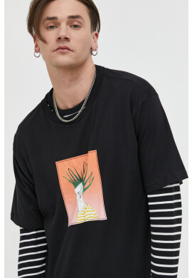 Volcom Памучна тениска X Justin Hager в черно с принт - Pepit.bg