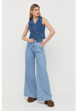 Weekend Max Mara Дънков елек x Lily Aldridge в тъмносиньо с едно копче - Pepit.bg