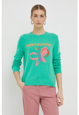 Weekend Max Mara Кашмирен пуловер дамски в зелено от лека материя - Pepit.bg