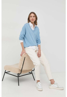 Weekend Max Mara Копринен пуловер в синьо от лека материя - Pepit.bg