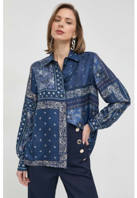 Weekend Max Mara Копринена риза дамска в кафяво със стандартна кройка с класическа яка - Pepit.bg