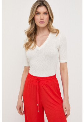 Weekend Max Mara Ленена тениска в бежово - Pepit.bg
