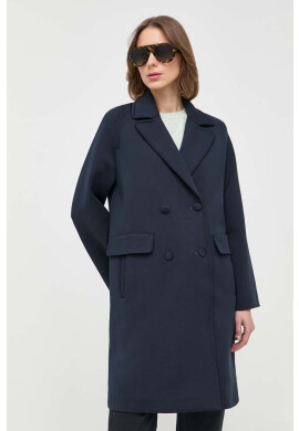 Weekend Max Mara Палто в тъмносиньо преходен модел с двуредно закопчаване - Pepit.bg
