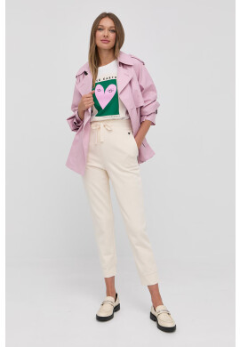 Weekend Max Mara Памучен панталон дамско в бежово с изчистен дизайн - Pepit.bg